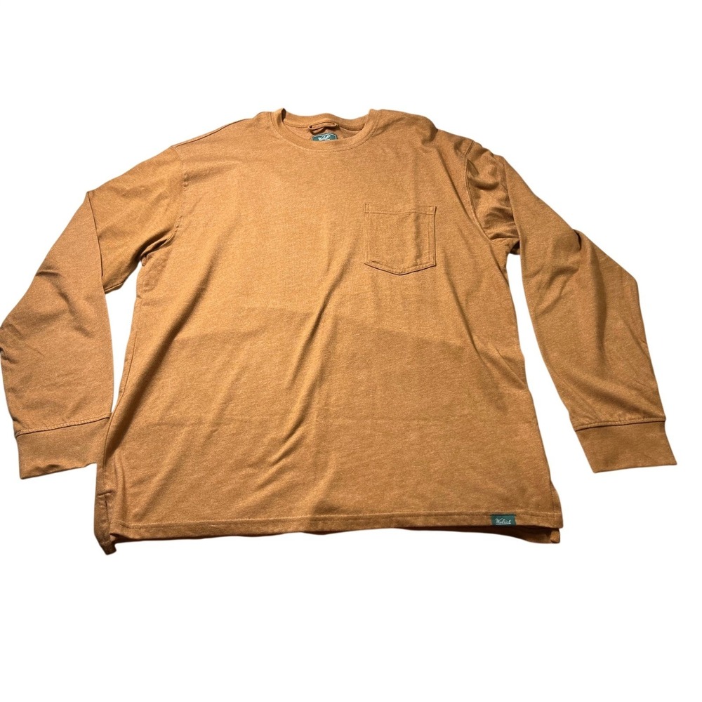 Woolrich Mens Large Long Sleeve Pocket T‎ Shirt Brown Made In Canada